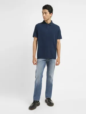 Men's Brand Logo Slim Fit Polo T-shirt Yarn Dyed Collar