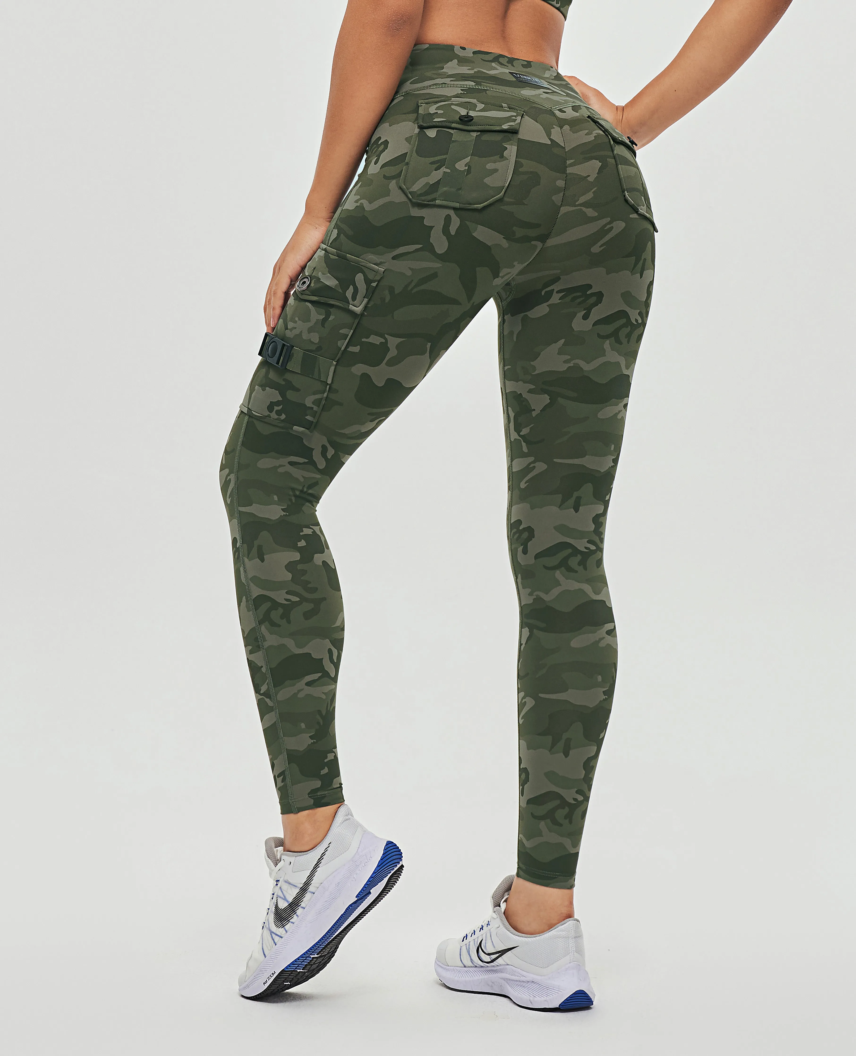 Street Style Cargo High Waisted Pocket Leggings - Camo