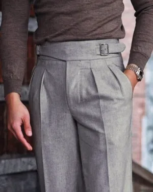 Gurkha Pant in Vitale Barberis Canonico - Flannels  Light Grey DoubleLayeredKnees