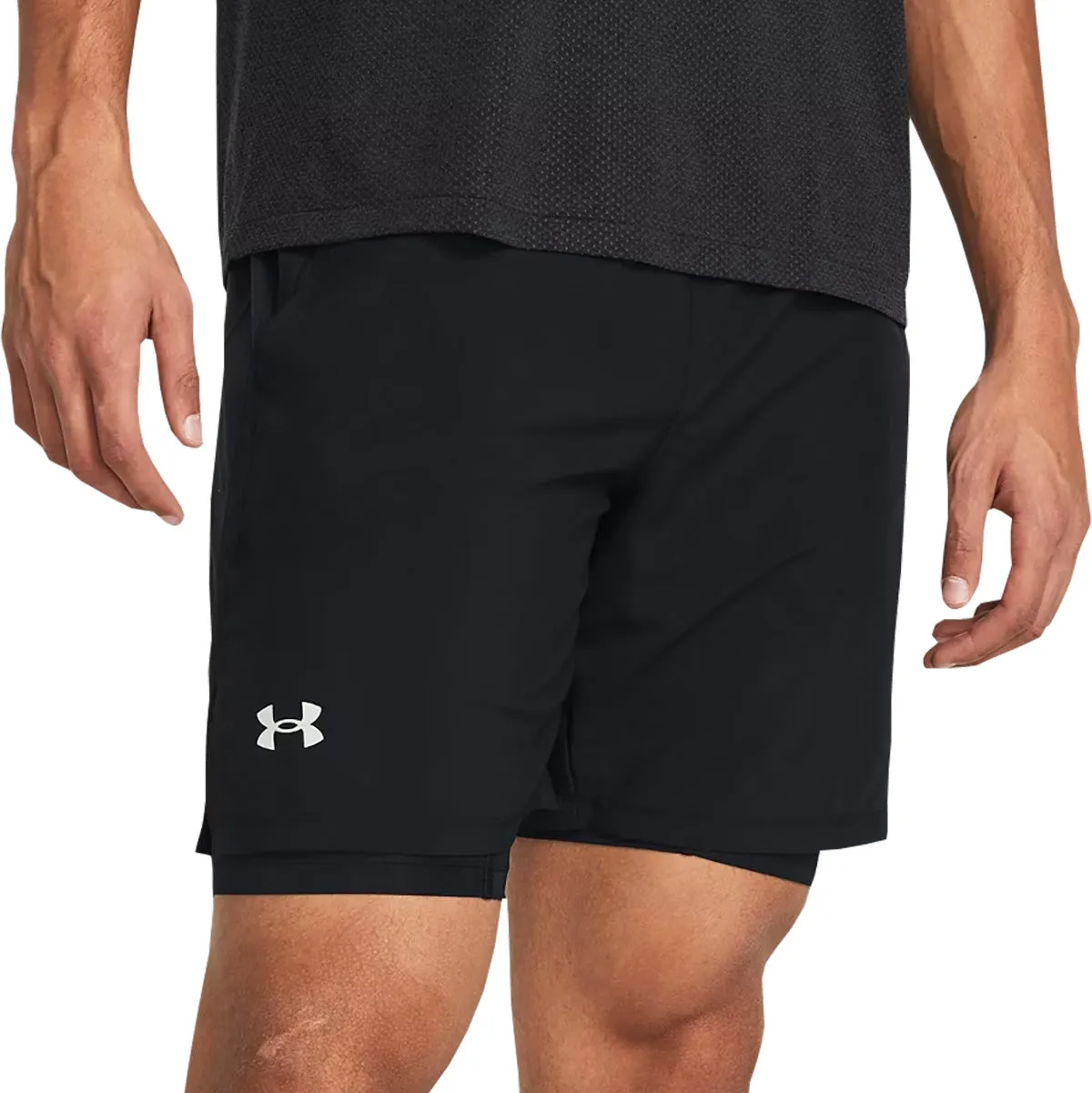Eco Friendly Material Under Armour Launch 2 In 1 Mens Running Shorts - Black