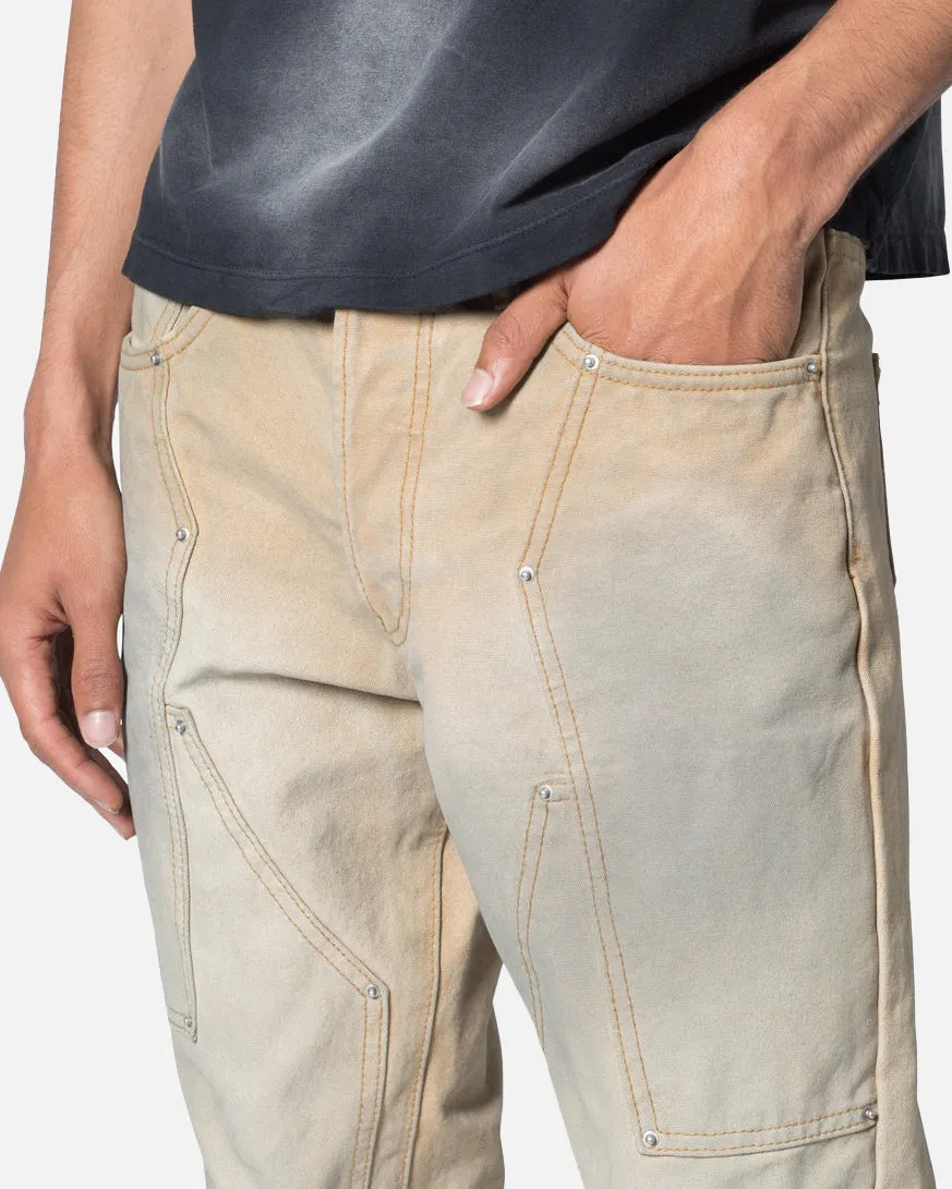 Soft Wash Treatment MNML B644 Flare Burnt Cowboy Denim Jeans Black/Brown