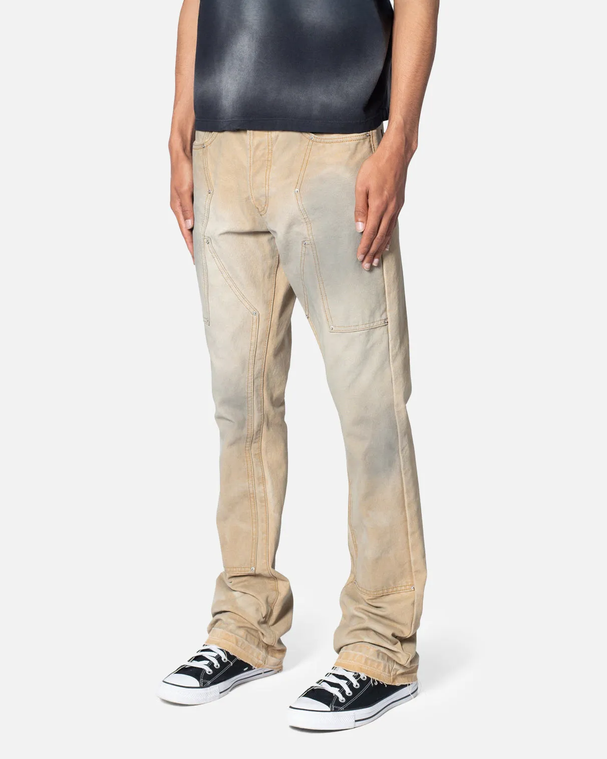 MNML B644 Flare Burnt Cowboy Denim Jeans Black/Brown High Quality Holiday Vibes Winter Warmth