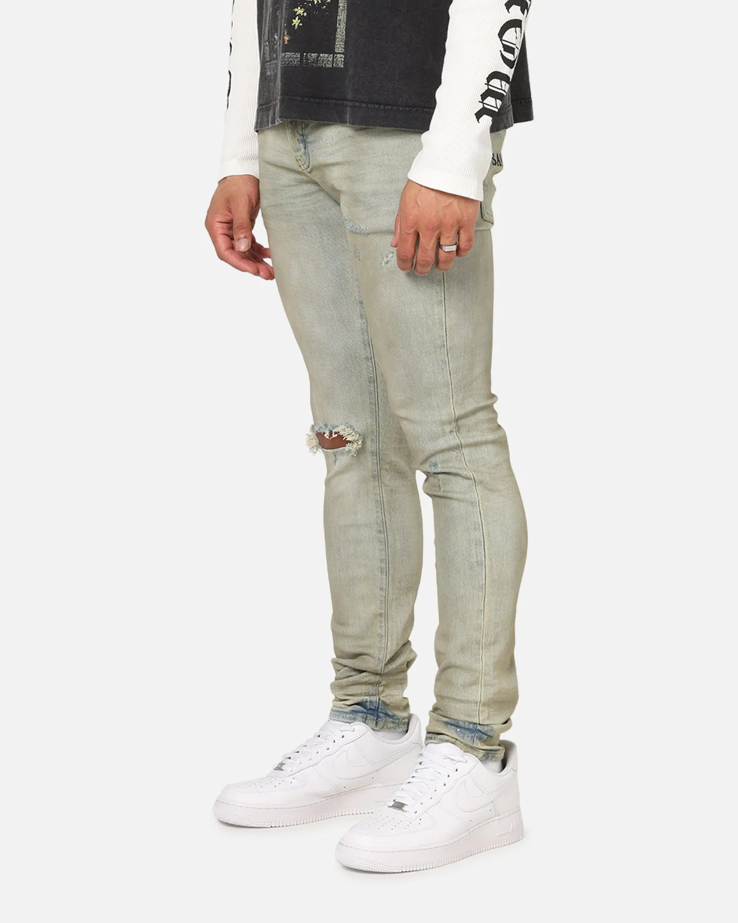 Saint Morta Dynasty Dirty Distressed Jeans Dirty Denim Stretch Free Fit Cool Outfit