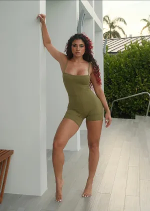 Sharp Model Dance Street Essential Short Bodysuit (Olive)