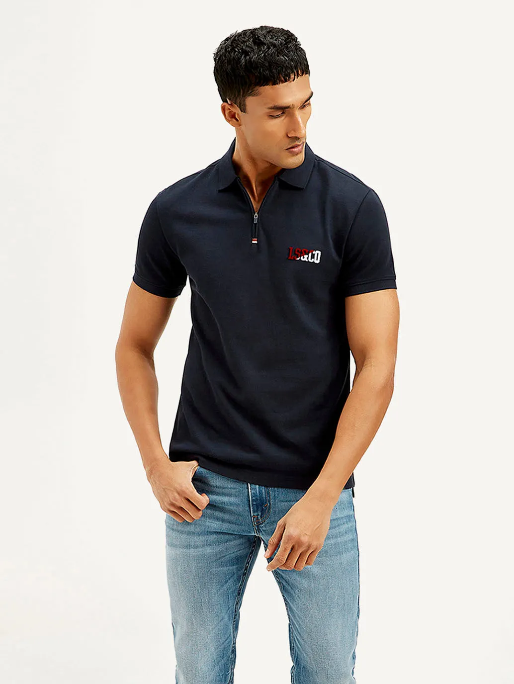 Men's Solid Slim Fit Polo T-shirt PreShrunk Cotton Blend
