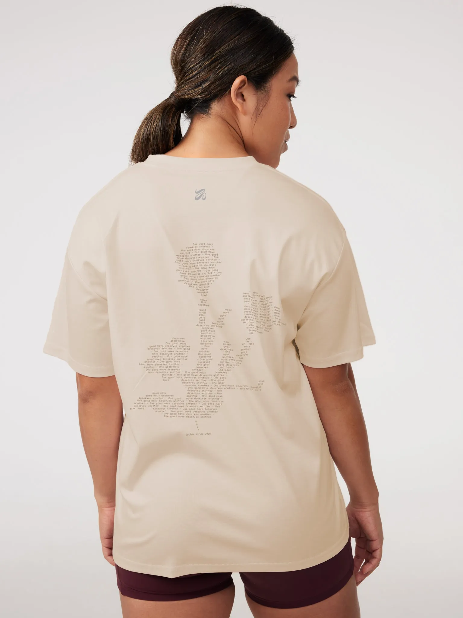 Graphic Oversized Tee in Oat (One Good Move) Bold Design