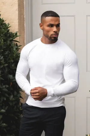 Urban Smart Athletic Fit Long Sleeve T-Shirt in White