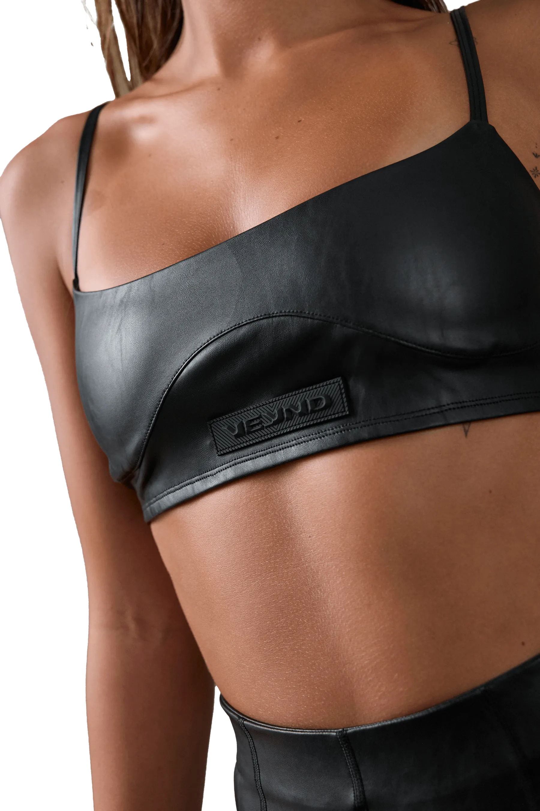 LEATHER BRALETTE - Black High Impact Support All-day Comfort
