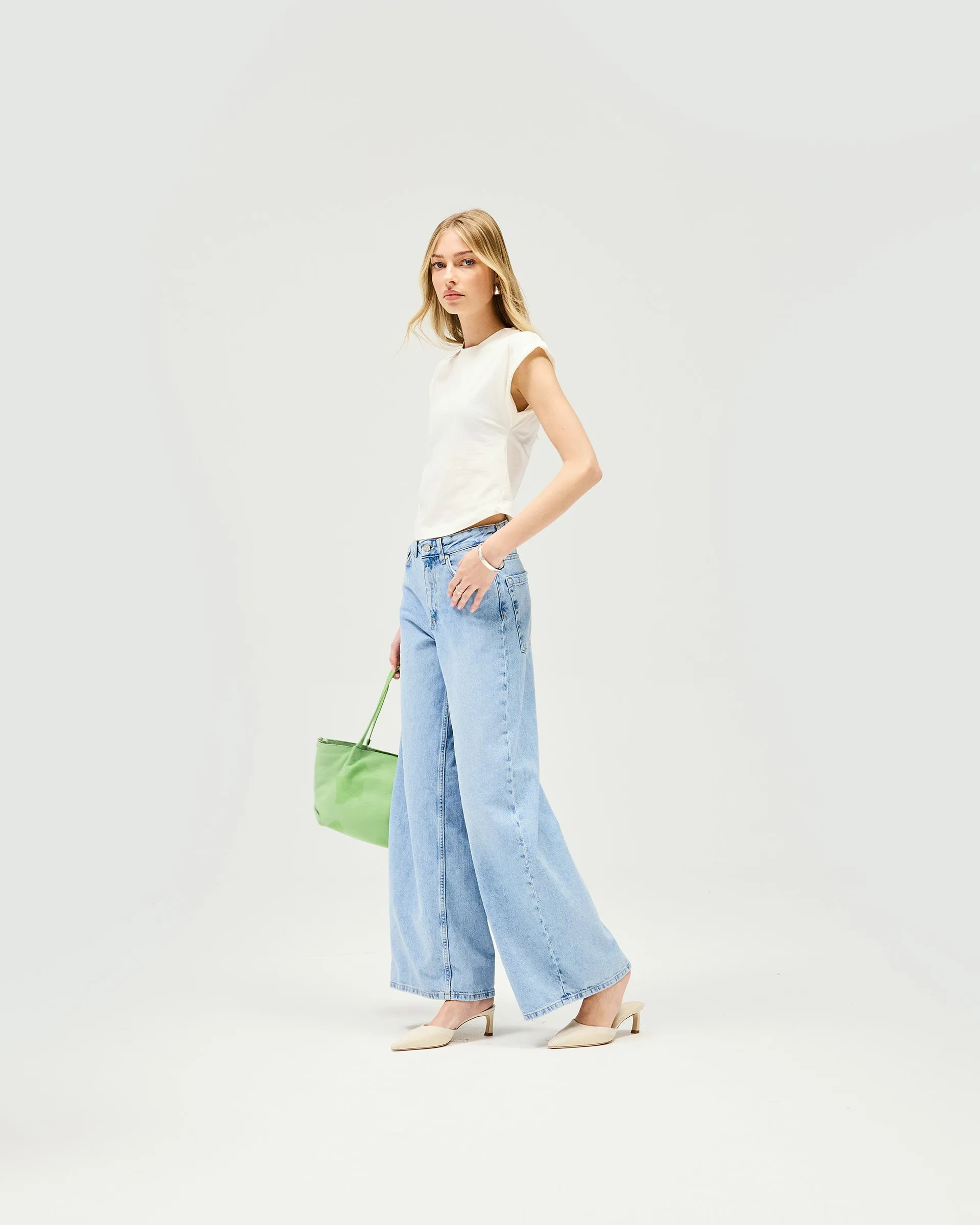 Mid Rise Wide Leg Jean - Washed Blue Chic Simplicity Comfy Option