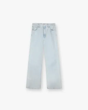 Mid Rise Wide Leg Jean - Washed Blue Abrasion Resistant Surface