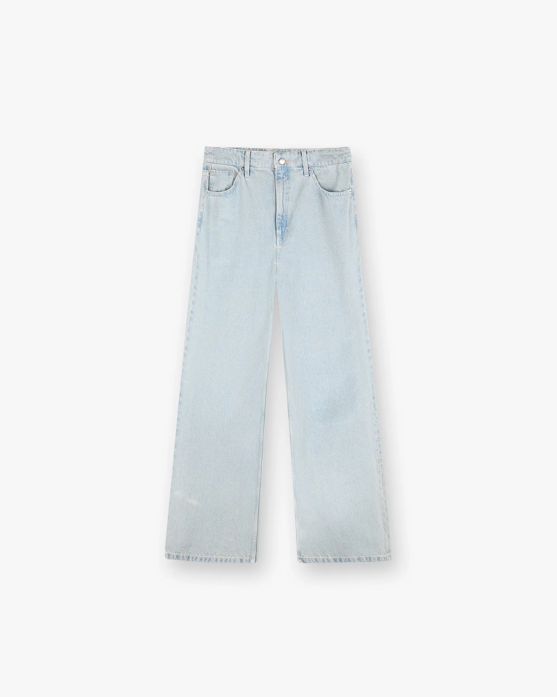 Mid Rise Wide Leg Jean - Washed Blue Abrasion Resistant Surface