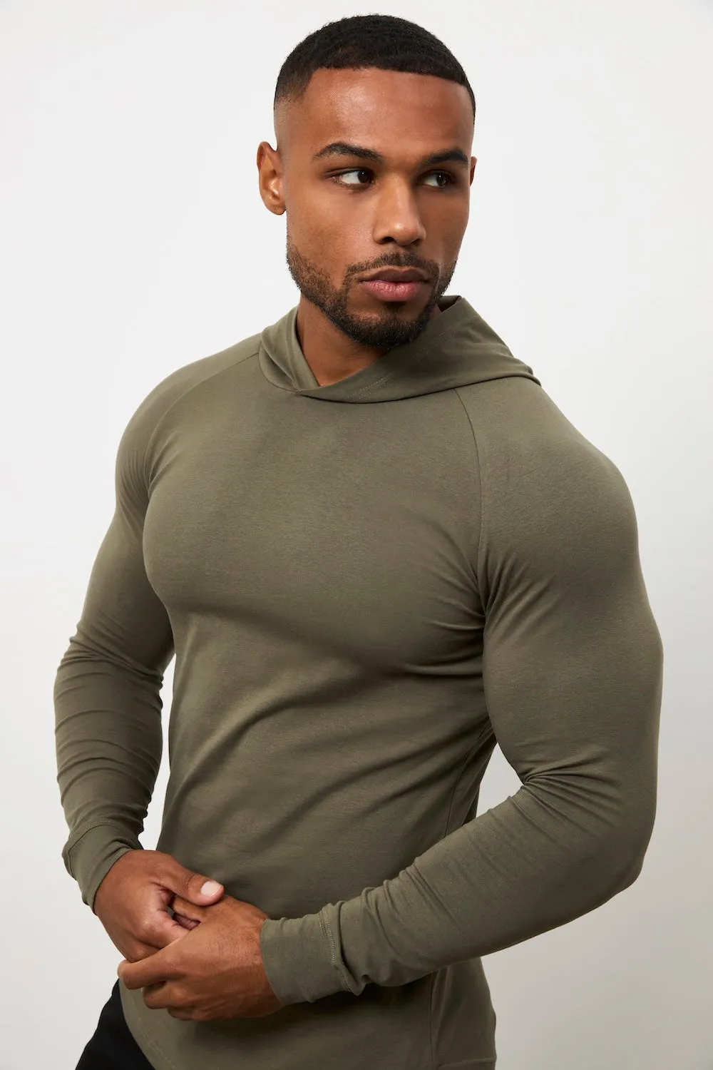 Hooded Top in Khaki Tagless Design