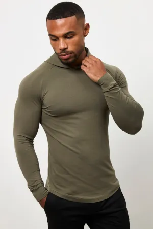 Hooded Top in Khaki Subtle Details