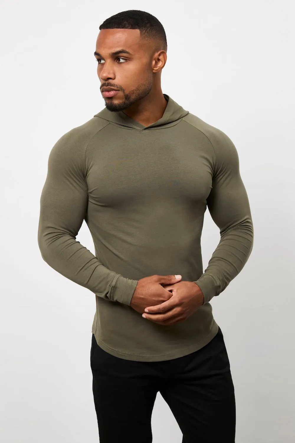 Hooded Top in Khaki Ethically Sourced Cotton