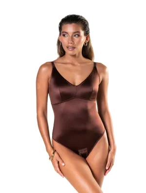 Sharp Flexible Satin Snatched Thong Bodysuit