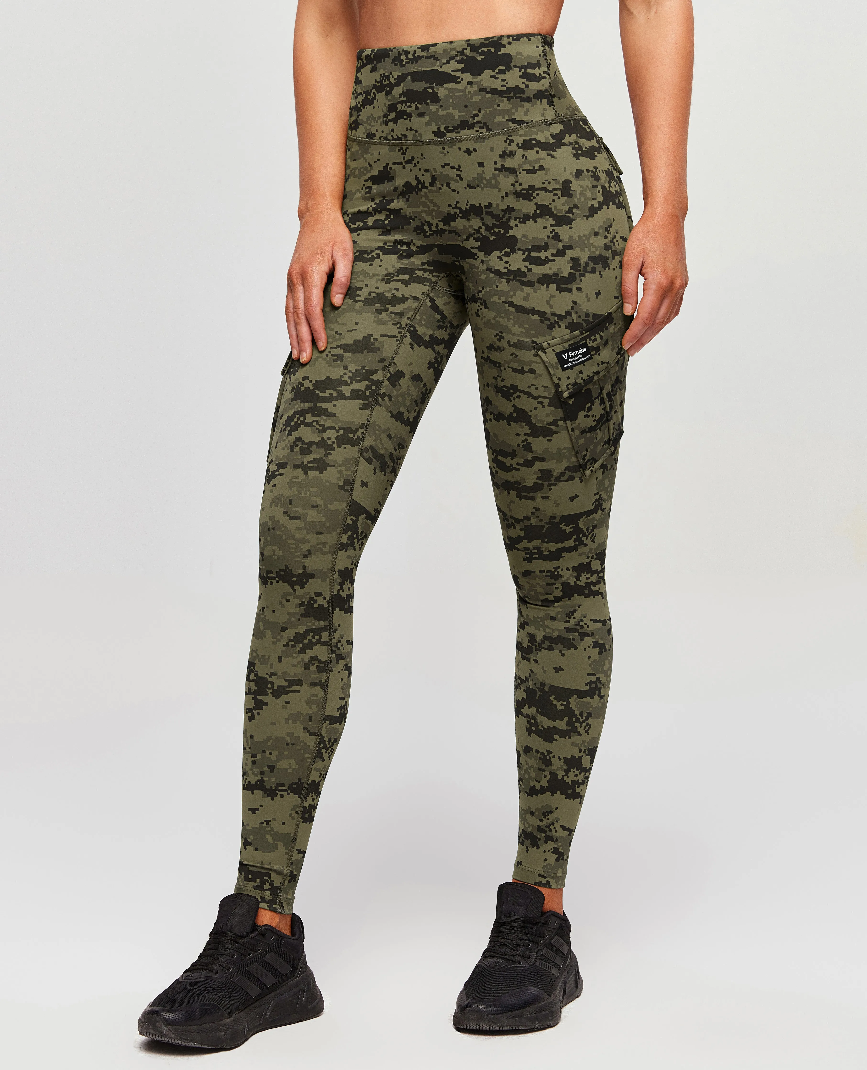 For Adults Slim Fit Solo Cargo Leggings - Army Green Camo