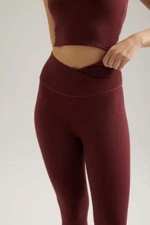 V Leggings (Full 24") in Dark Cherry Fitness Lover Fade Resistant Fitness Lover Cycling Trip