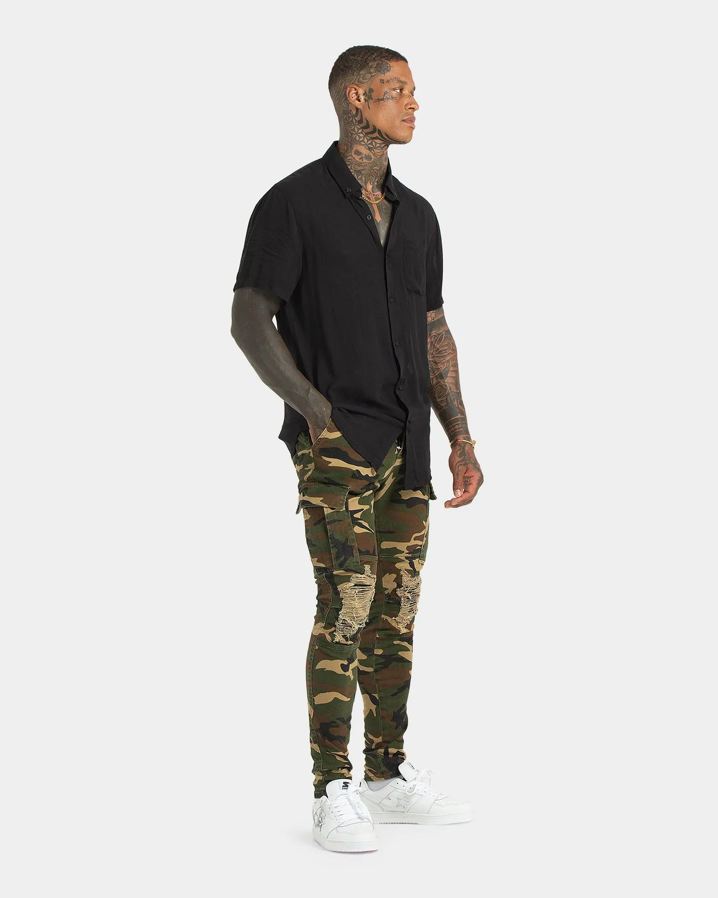 XXIII Sergeant Camo Ripped Jeans Camo Office Casual