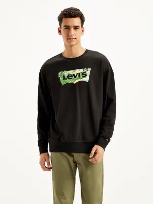 Halloween wear Men's Brand Logo Black Crew Neck Sweatshirt