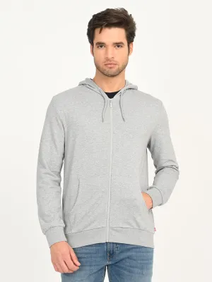 Men's Solid Light Grey Hooded Sweatshirt Halloween look