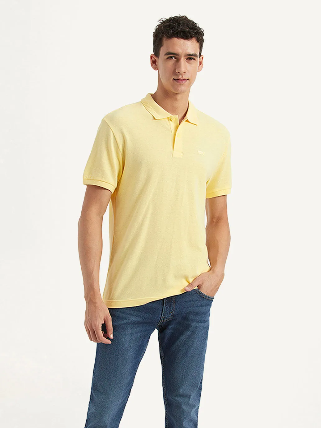 NonRestrictive Cut Men's Solid Slim Fit Polo Linen T-shirt