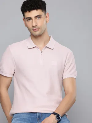 Men's Textured Slim Fit Polo T-Shirt Multipanel Construction