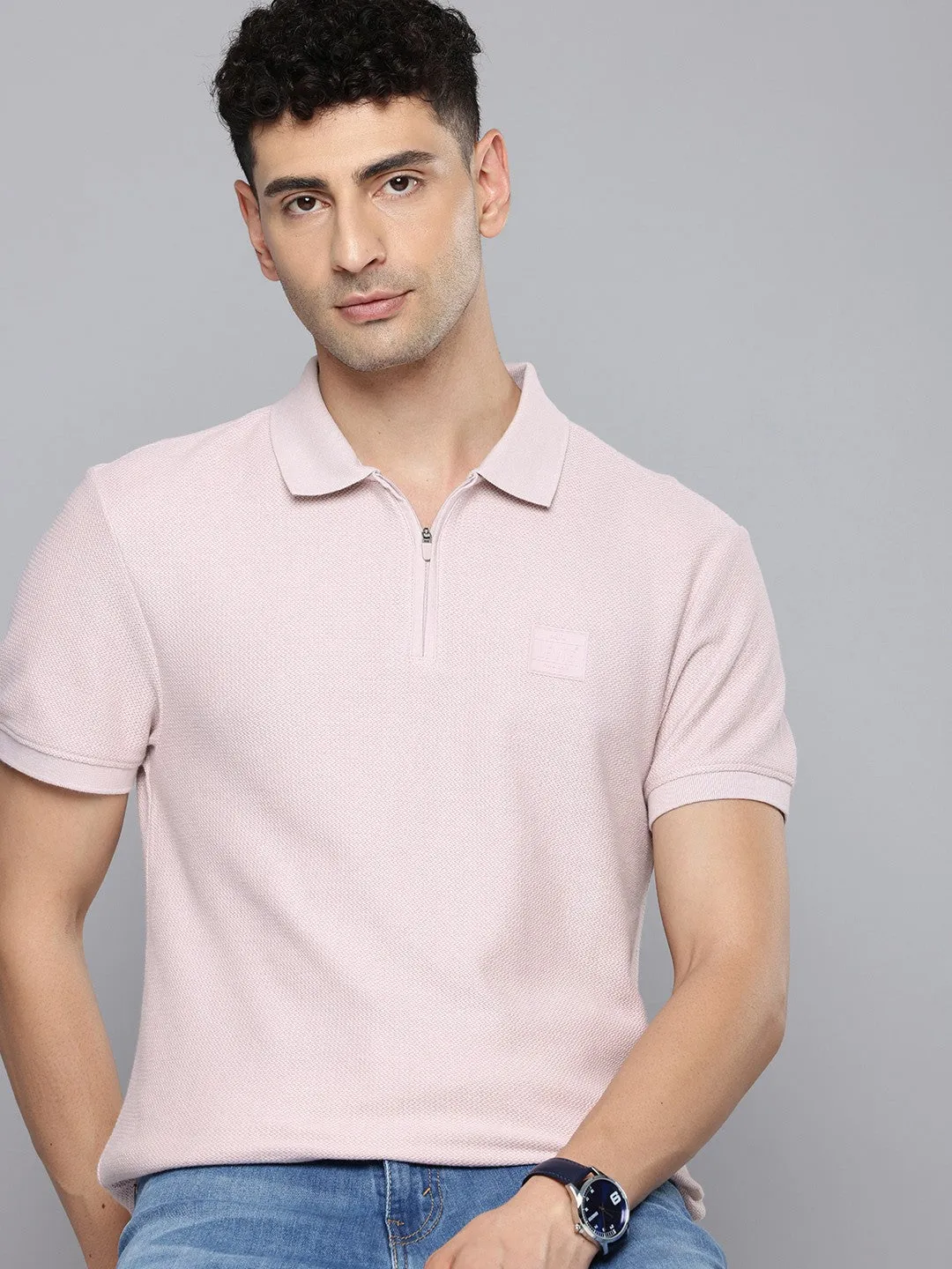 Youthful Appeal Men's Textured Slim Fit Polo T-Shirt