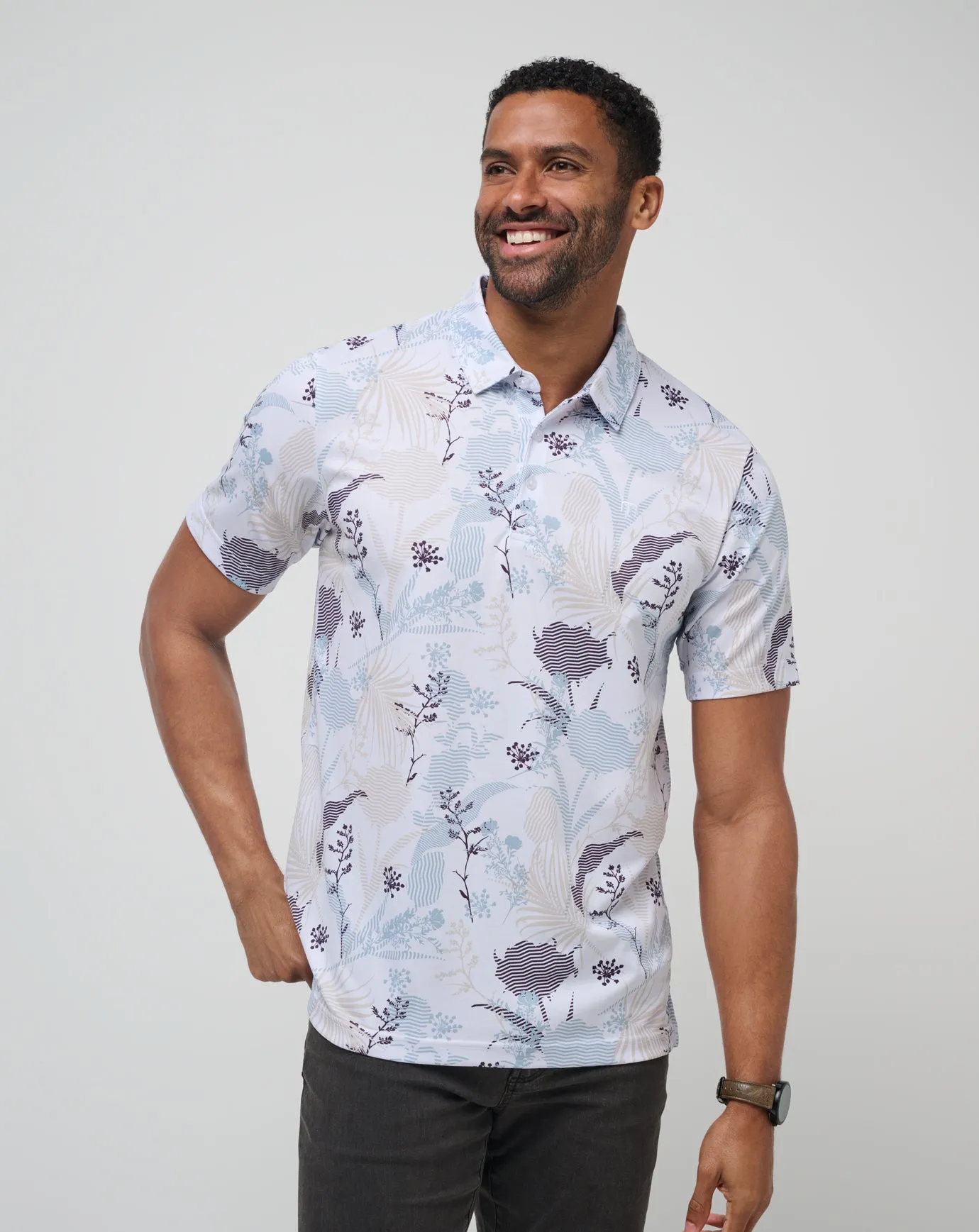 Breathable Cotton TwoTone Fabric Blend Tropical Fusion Polo