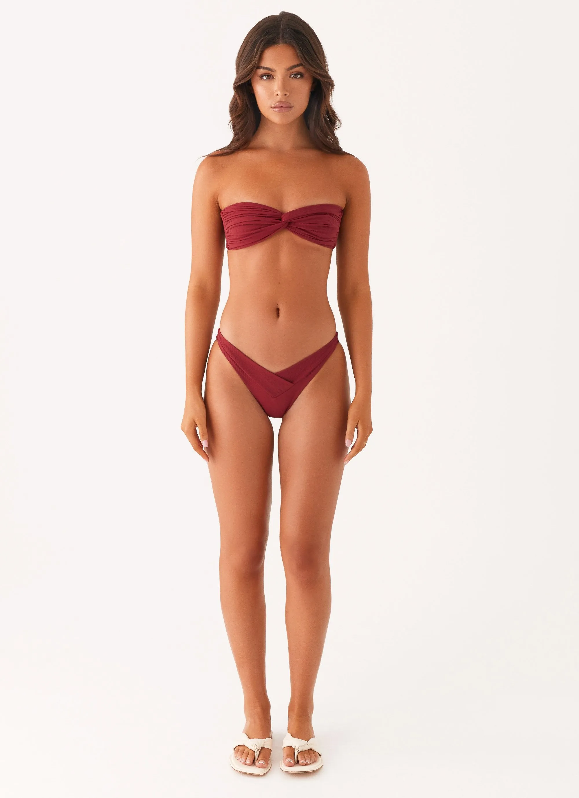 Sun Protective UPF 50  Aerodynamic Contour Panels Delta Bandeau Bikini Top - Mulberry