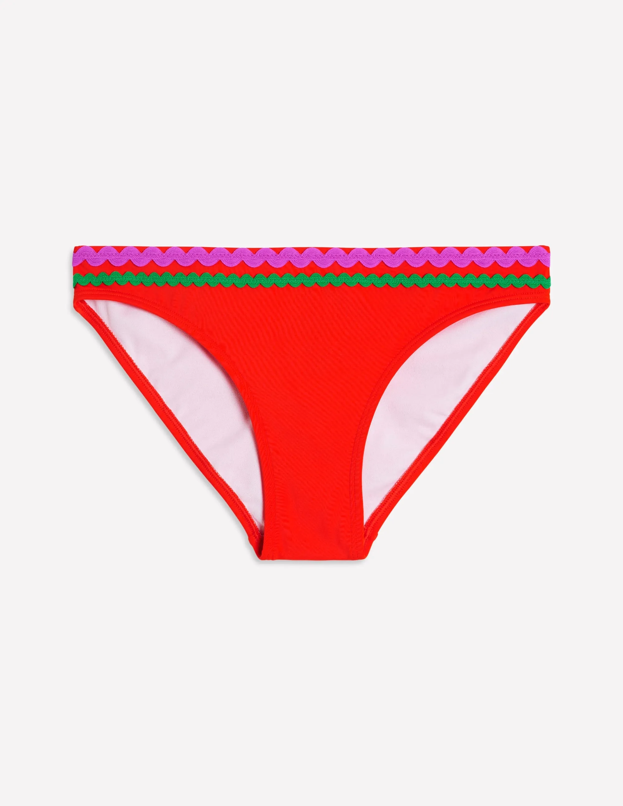 Porto Bikini Bottoms-Fire Red Rik Rak Flattering-Cut