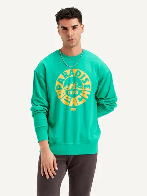 Recycled Polyester Blend Heat Transfer Graphics Men's Graphic Print Regular Fit Sweatshirt
