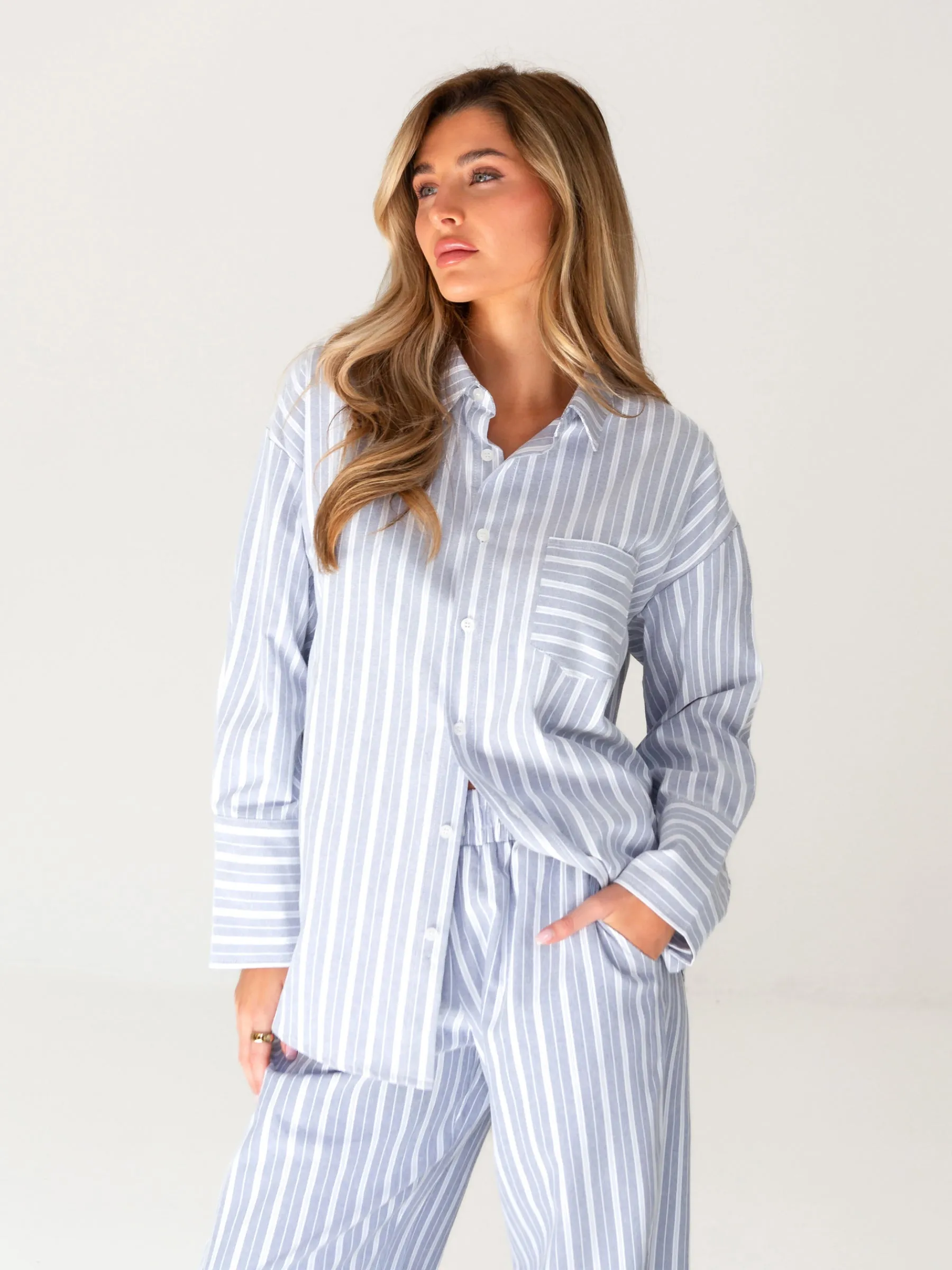 Elena Stripe Shirt - Blue Teenager coolness Practical Wear