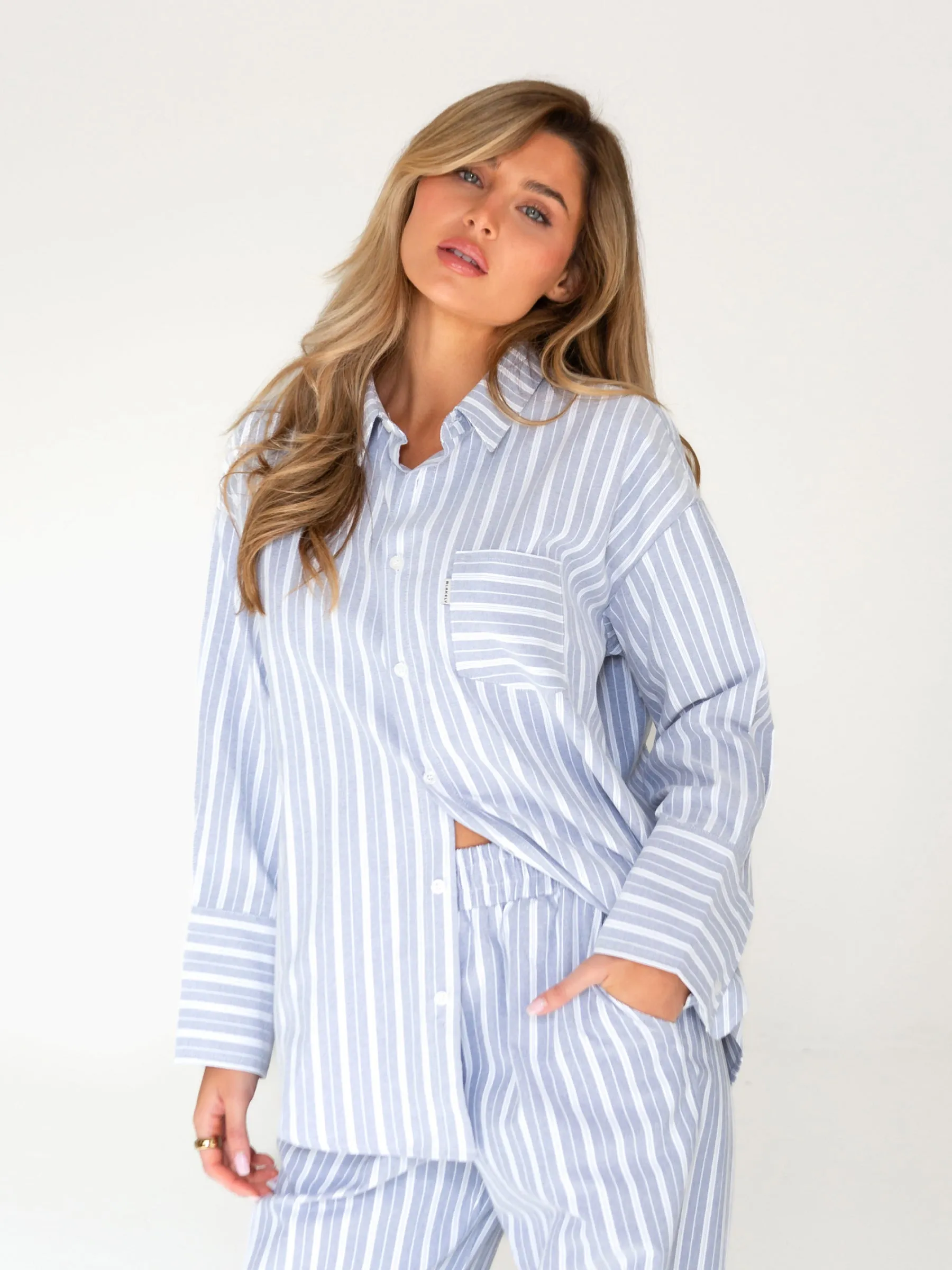winter warmth Elena Stripe Shirt - Blue