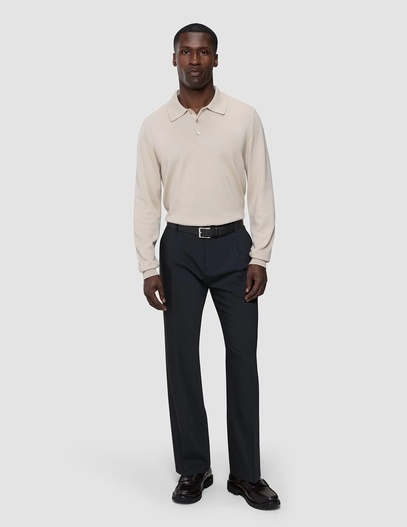Tech Wool Suit Pants Relaxed Fit Black Yoga Ready Soft Fabric