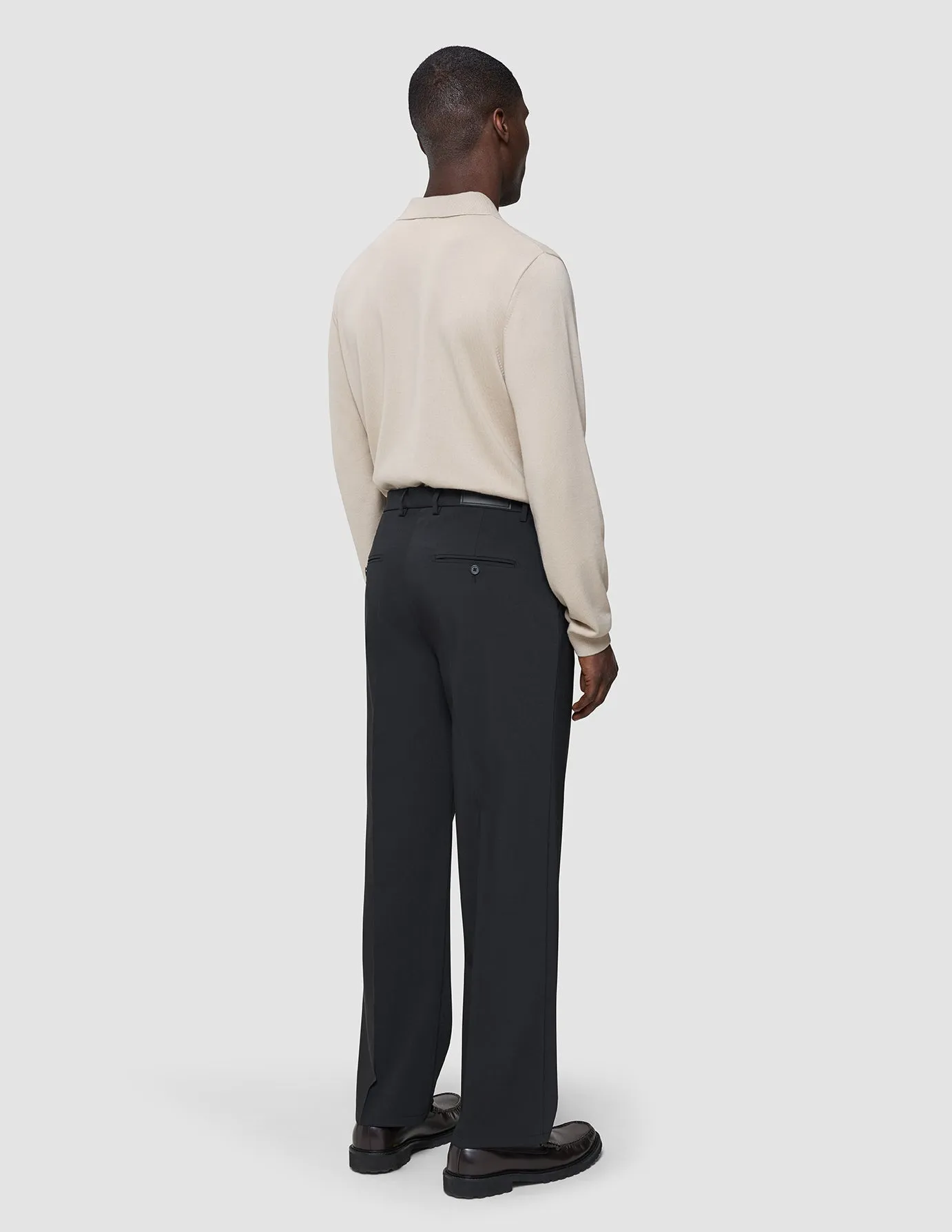 Tech Wool Suit Pants Relaxed Fit Black Ripstop Texture