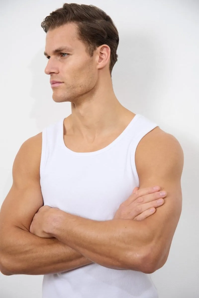 Ribbed Tank Top in White Chic Vibes Light Design