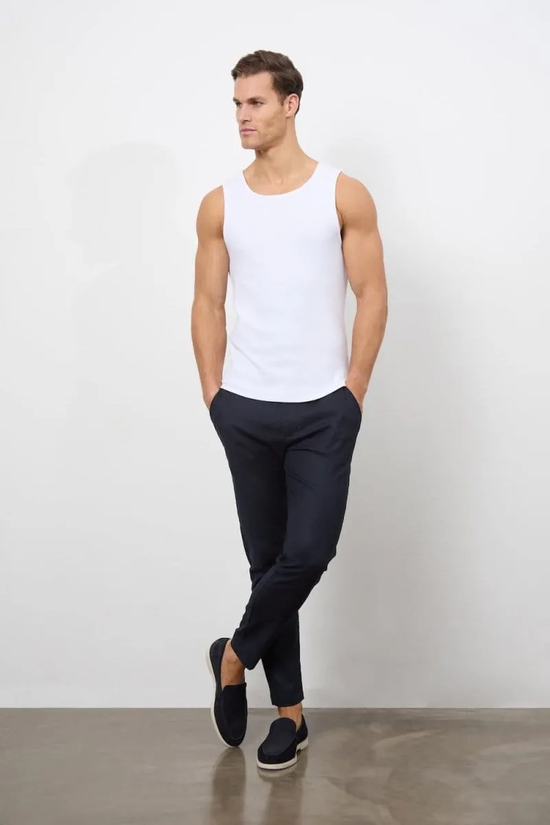 Light and Soft Street Outfit Ribbed Tank Top in White