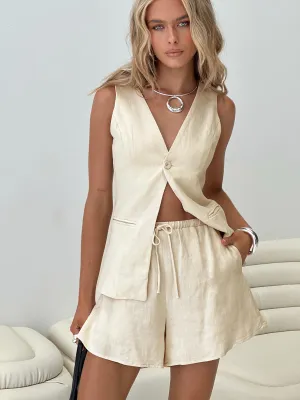Feather Glow This Summer Linen Blend Shorts Sand