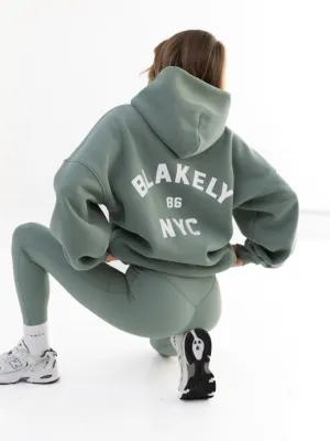NYC Oversized Hoodie - Sage Green Minimalist Outfit Water Resistant