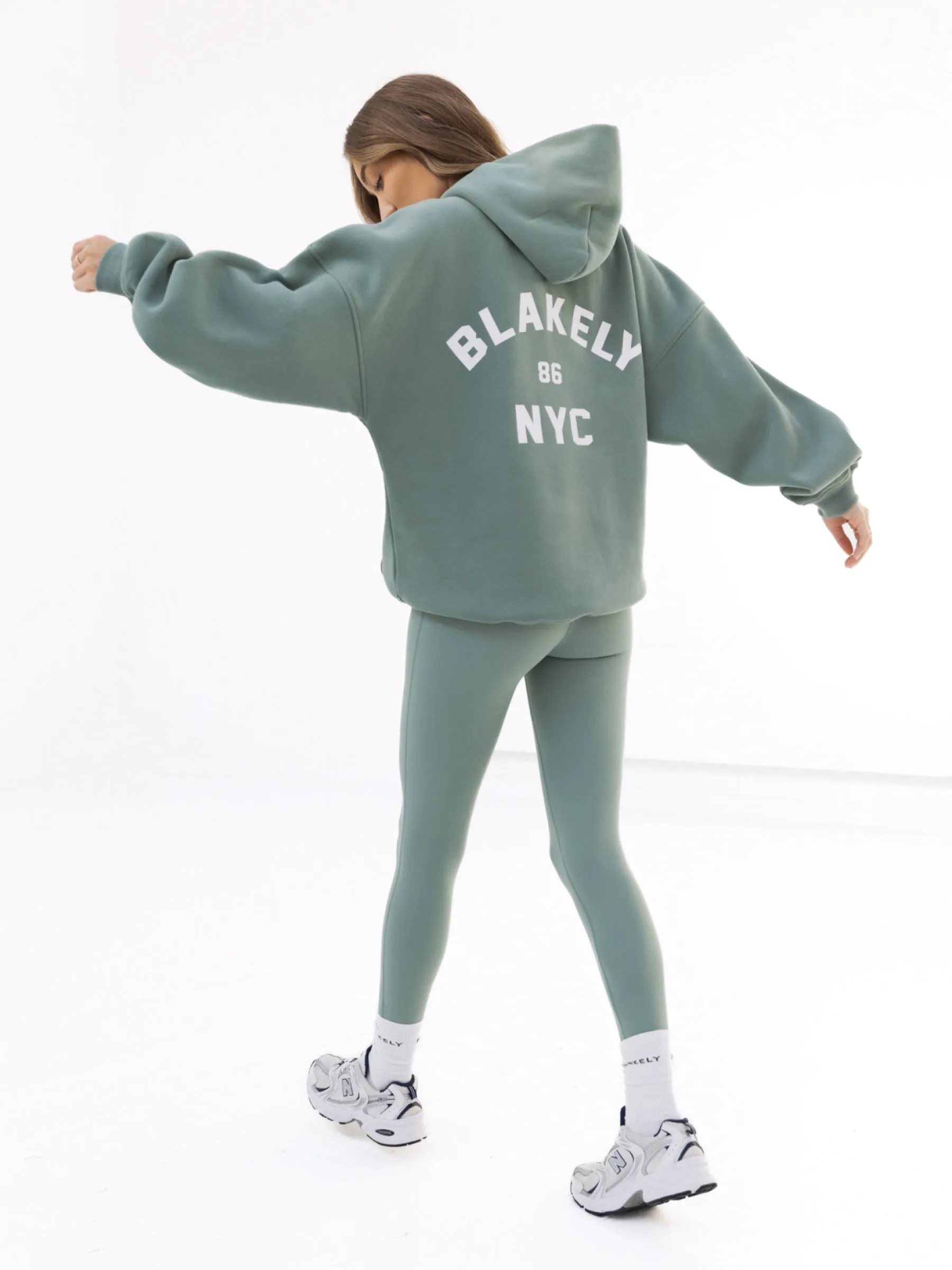 NYC Oversized Hoodie - Sage Green City Tour Stretchable
