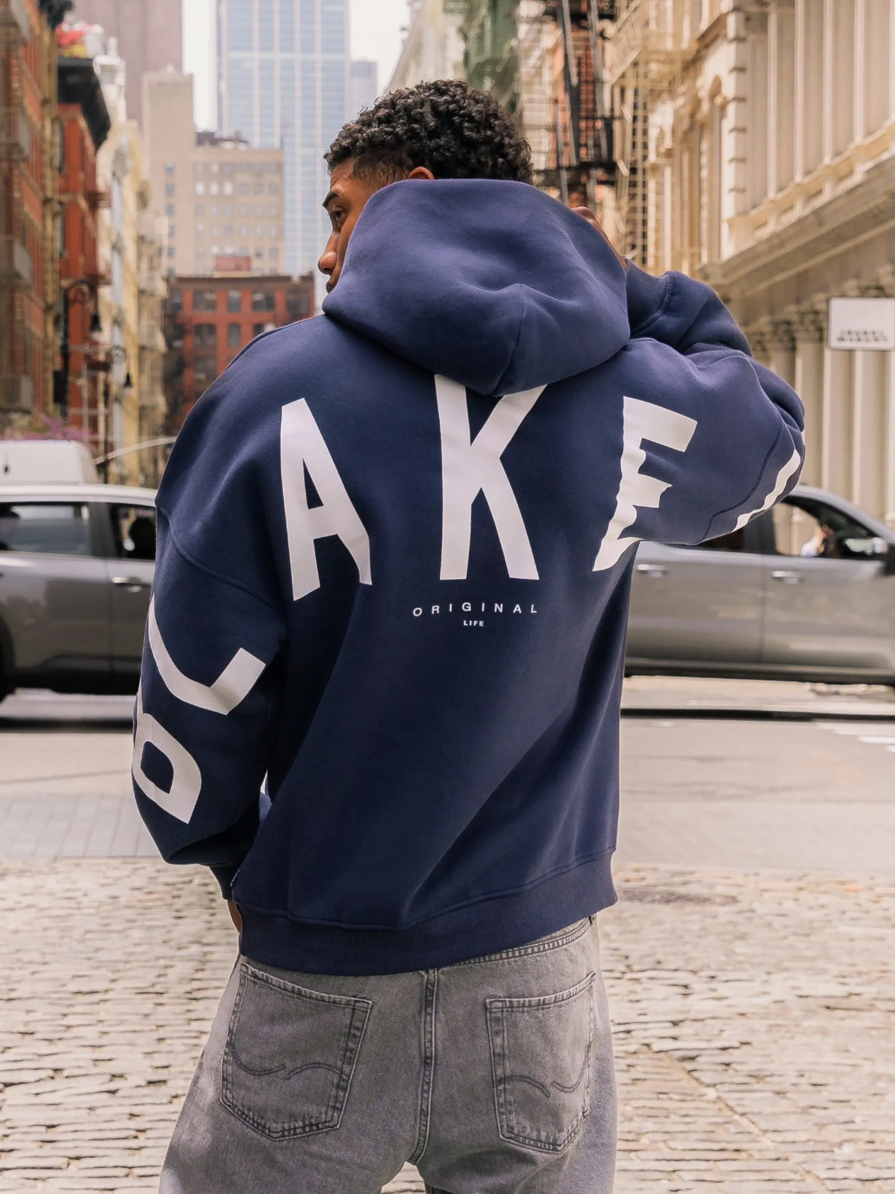 Knit texture Warm Embrace Idris Oversized Hoodie - True Navy