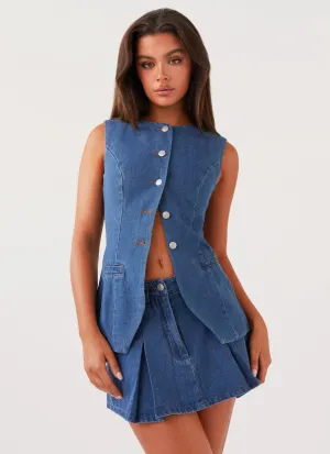 WaterRepellentCoating Smart and Elegant Ashlyn Denim Mini Skirt - Indigo