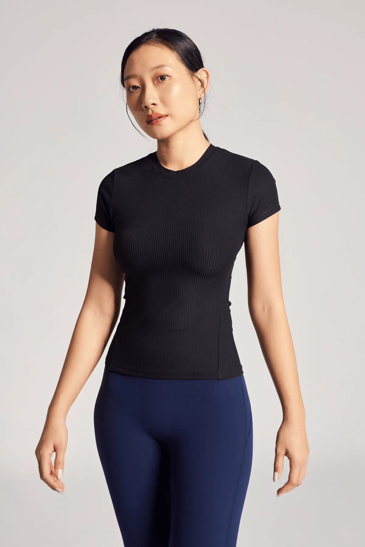 Comfortable Wear Like A Hug Tee (Rib) in Black Sesame