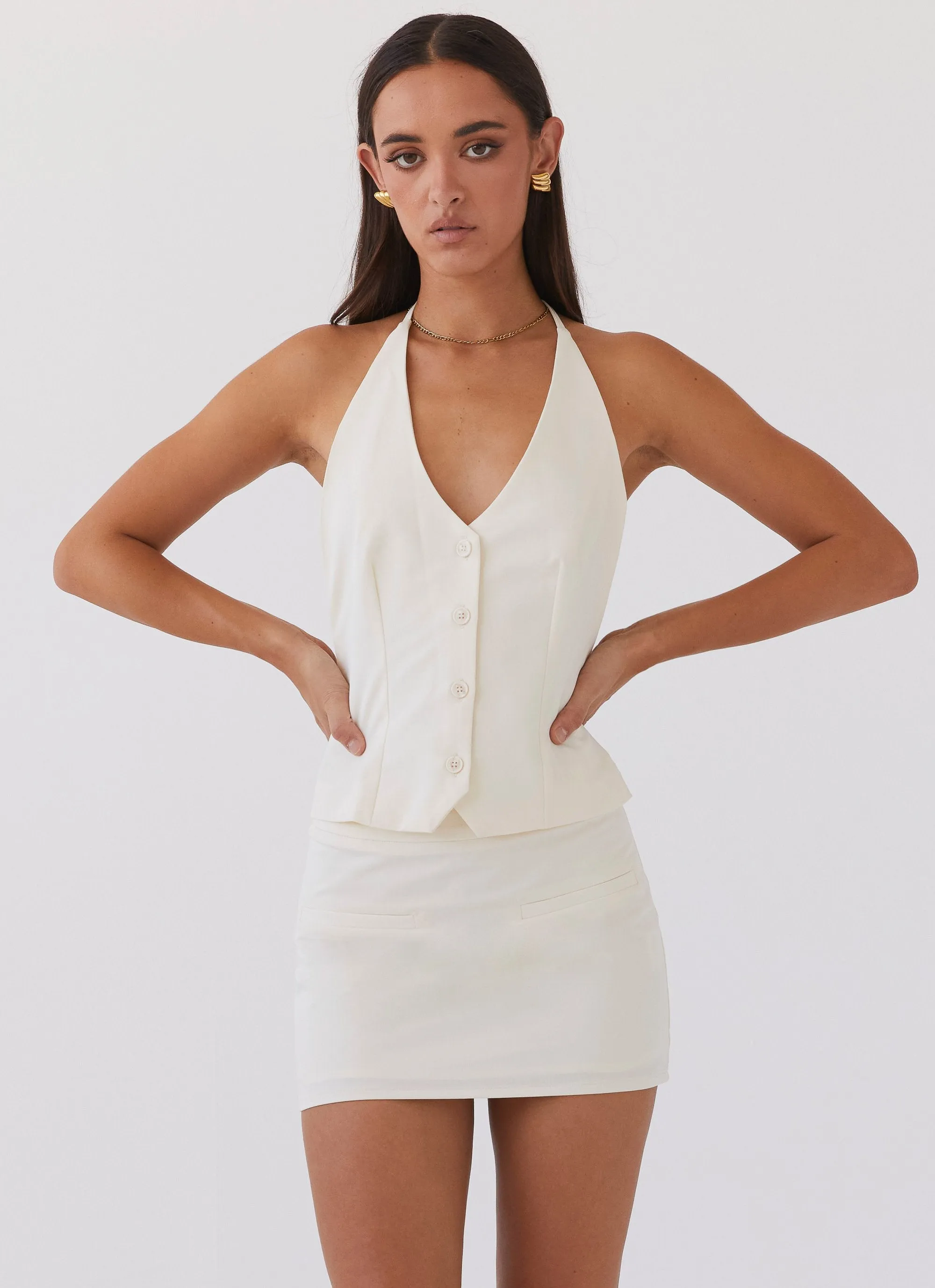 Sarah Mini Skirt - Ivory garden party