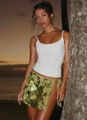 everyday staple Pure Motion Cancun Sequin Mini Skirt - Lime