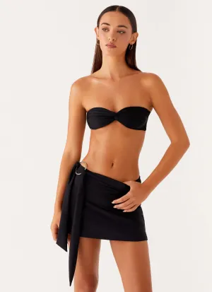 Day-To-Night Wear Romantic-Detail Ellie Swim Mini Skirt - Black