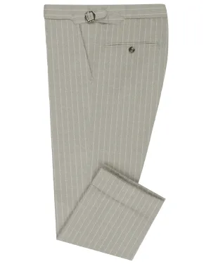 Chilly Weather Wear Relaxed Comfort Wear VBC Double Stripes Light Grey Flannel Pants