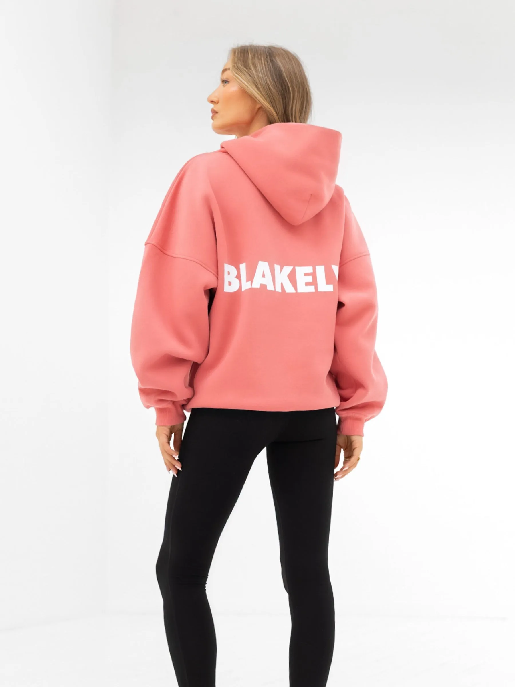 Velvet Touch Dual Pocket Configuration Amelie Oversized Hoodie - Sunrise Coral