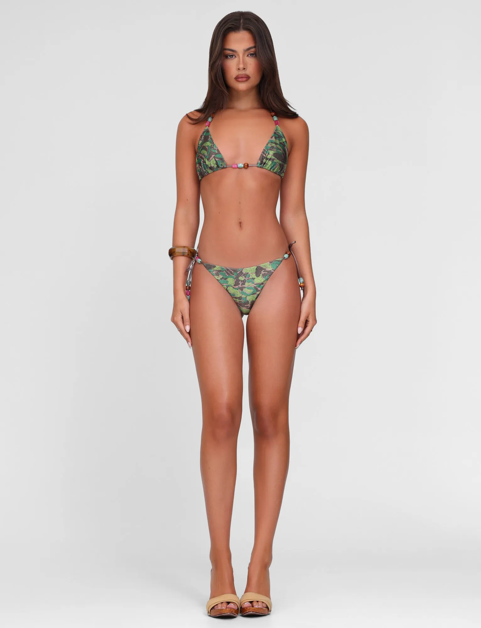FINLEA BIKINI BOTTOM - GREEN : CAMO Built In Lining Durable Material