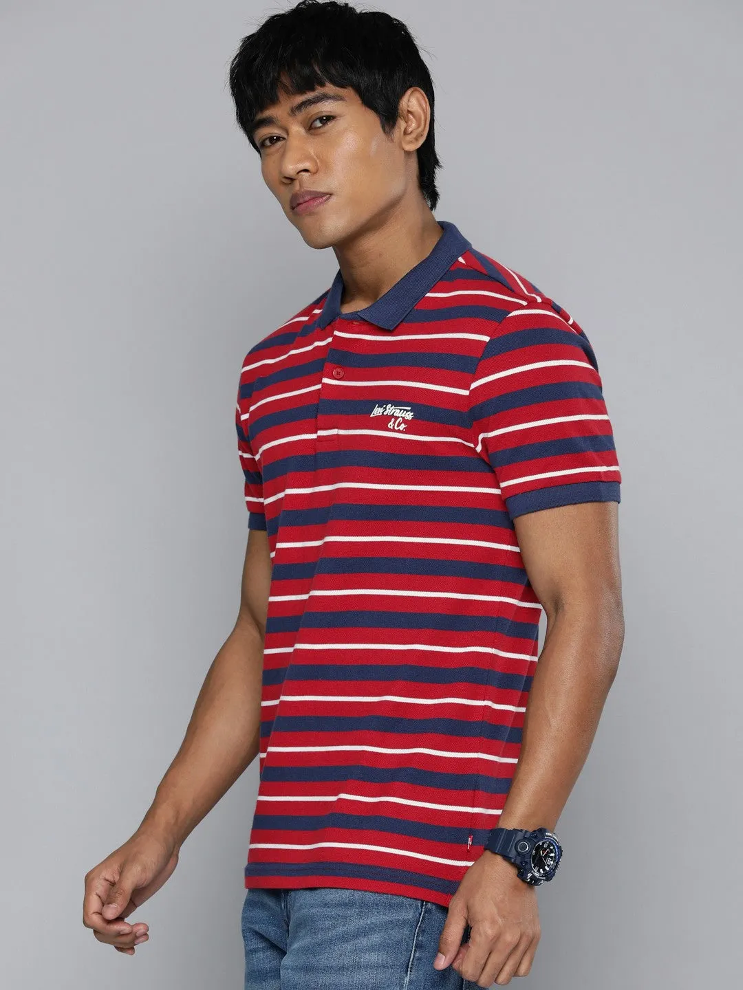 Men's Striped Polo T-shirt ZeroIrritation Seams